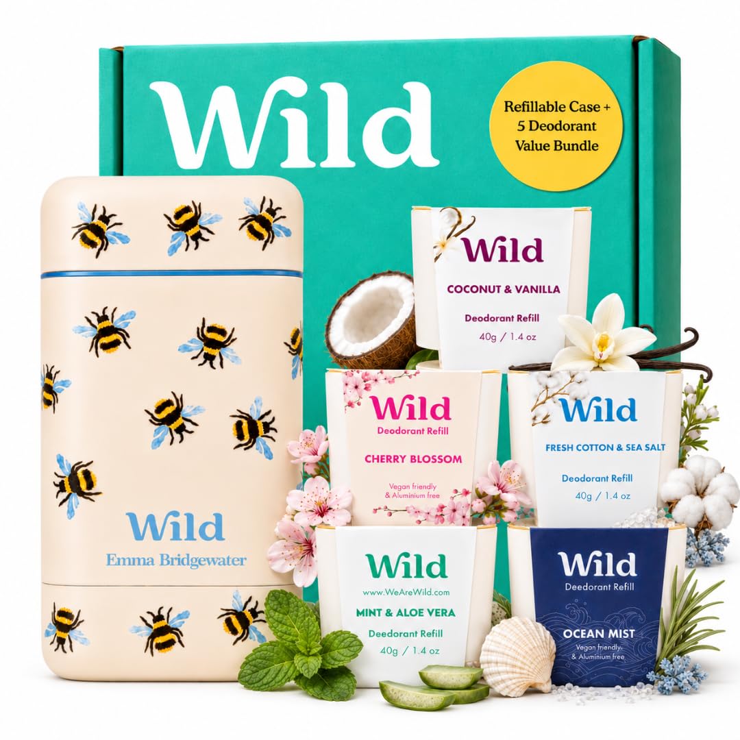 Wild Natural Deodorant Starter Kit with Bee Print Case