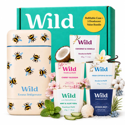Wild Natural Deodorant Starter Kit with Bee Print Case