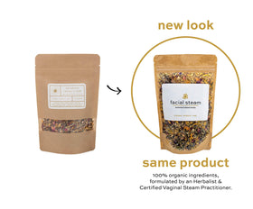 WILDFLOWER WELLNESS Botanical Facial Steam herbs displayed on a wooden surface