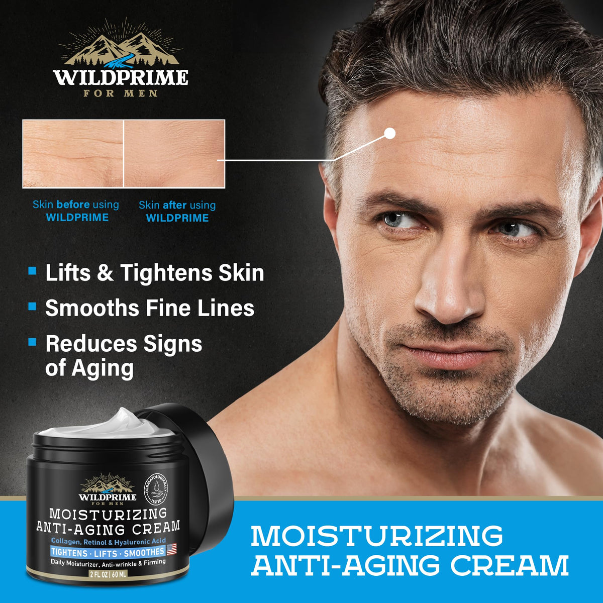 WildPRIME Men's Face Moisturizer Cream 2 oz with lid off