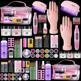Wilfniee Nail Kit for Beginners with acrylic powders and practice hand