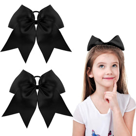 WILLBOND Jumbo Cheerleading Bow 8 Inch Black front view