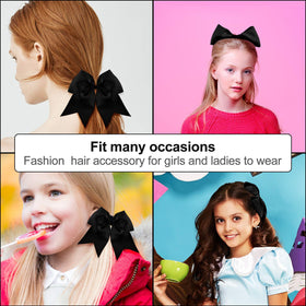 WILLBOND Jumbo Cheerleading Bow 8 Inch Black on a hairstyle