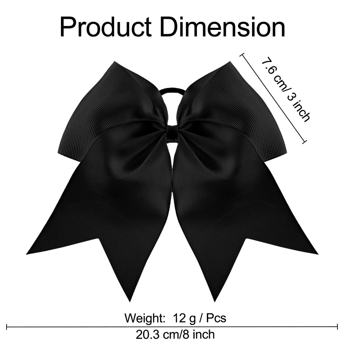 WILLBOND Jumbo Cheerleading Bow 8 Inch Black side view