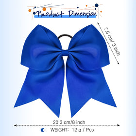 WILLBOND Jumbo Cheerleading Bow 8 Inch blue hair bow back view