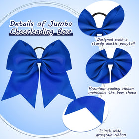WILLBOND Jumbo Cheerleading Bow 8 Inch blue hair bows displayed together