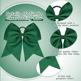 WILLBOND Jumbo Cheerleading Bow 8 Inch Green back view