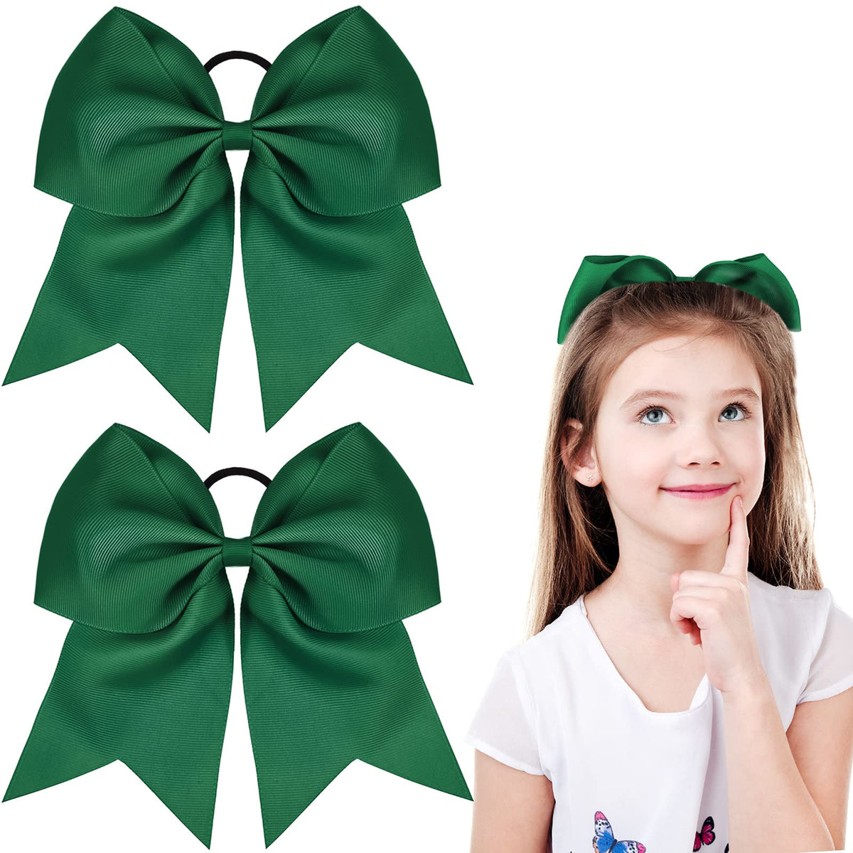 WILLBOND Jumbo Cheerleading Bow 8 Inch Green front view