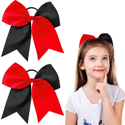 WILLBOND Jumbo Cheerleading Bow in red and black front view