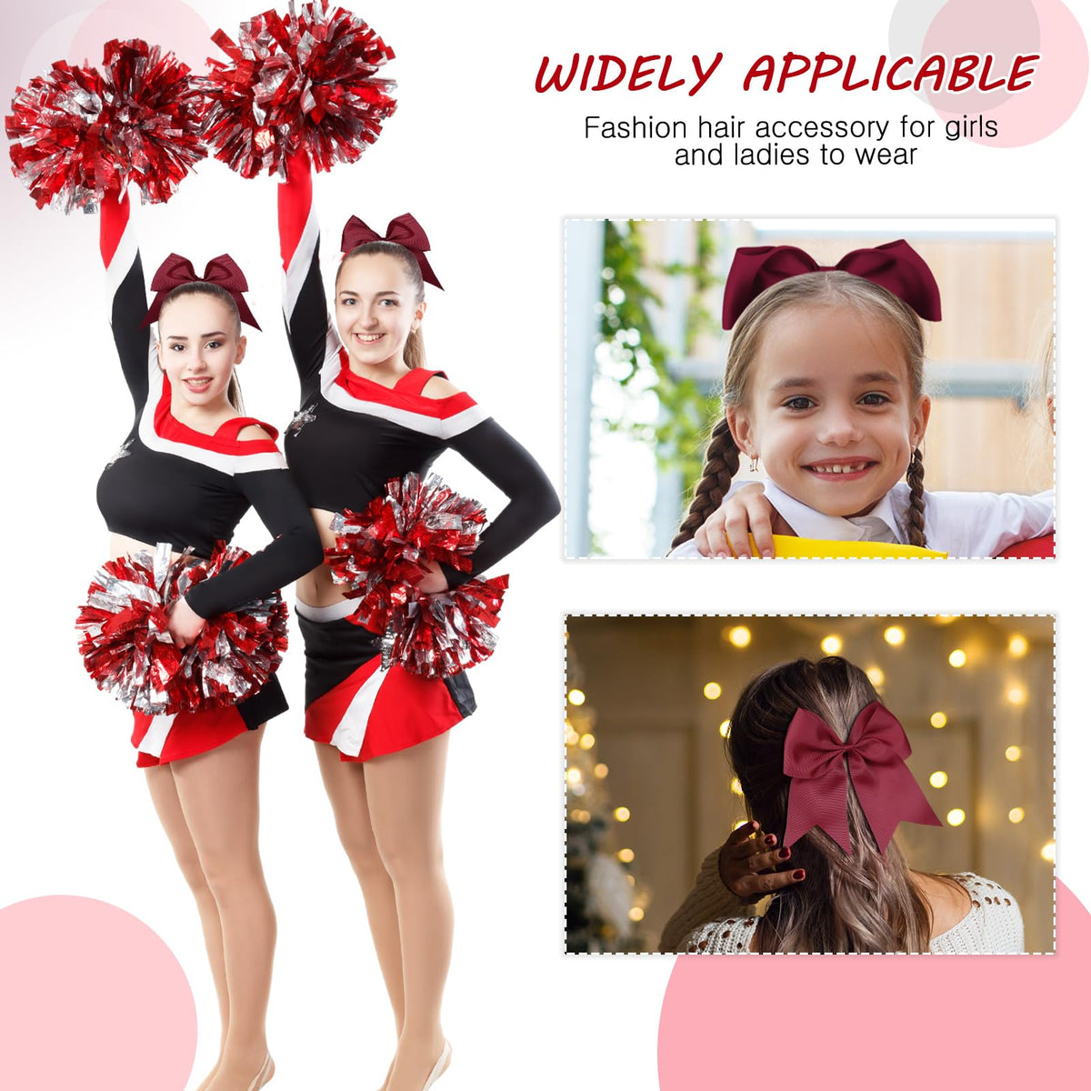 WILLBOND Jumbo Cheerleading Bow maroon laid flat