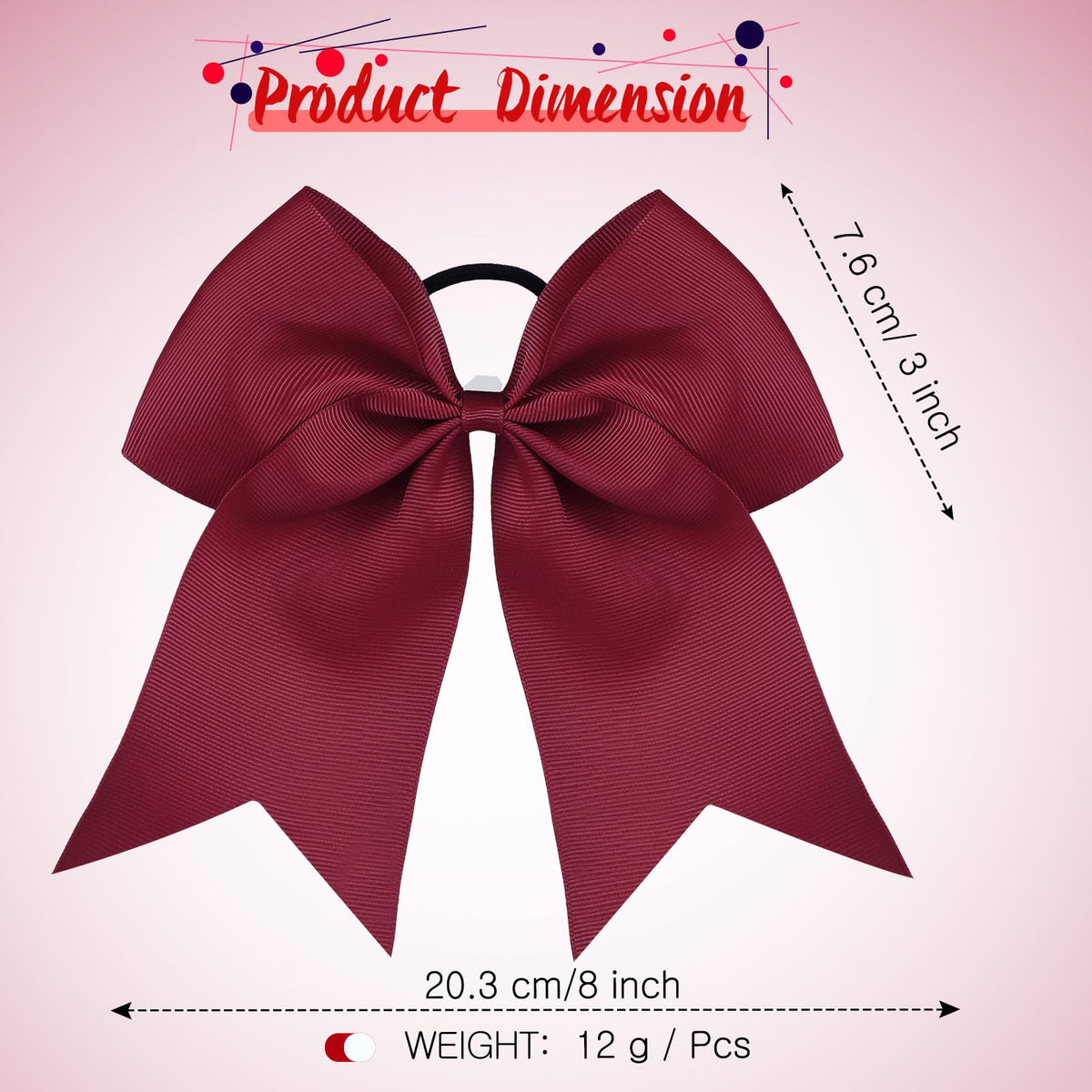 WILLBOND Jumbo Cheerleading Bow maroon on a ponytail