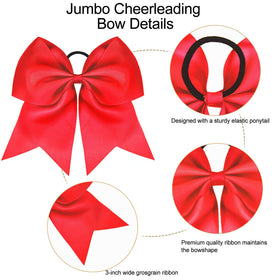 WILLBOND Jumbo Cheerleading Bow red with ponytail holder