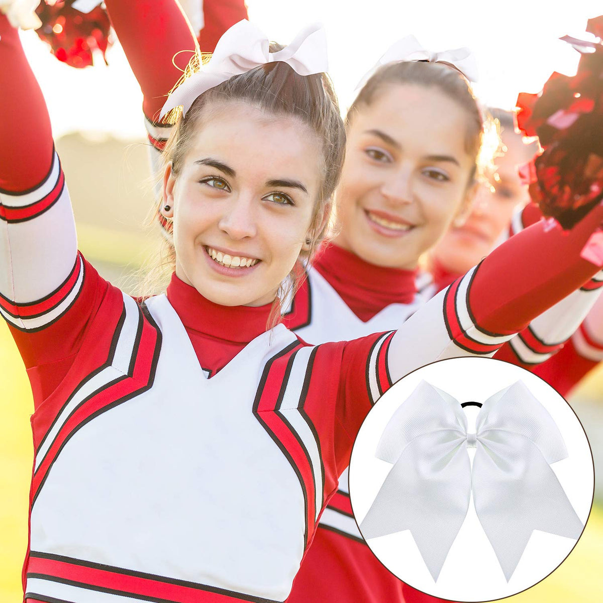 WILLBOND Jumbo Cheerleading Bow styled in a ponytail