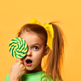 WILLBOND Jumbo Cheerleading Bow yellow with fabric texture