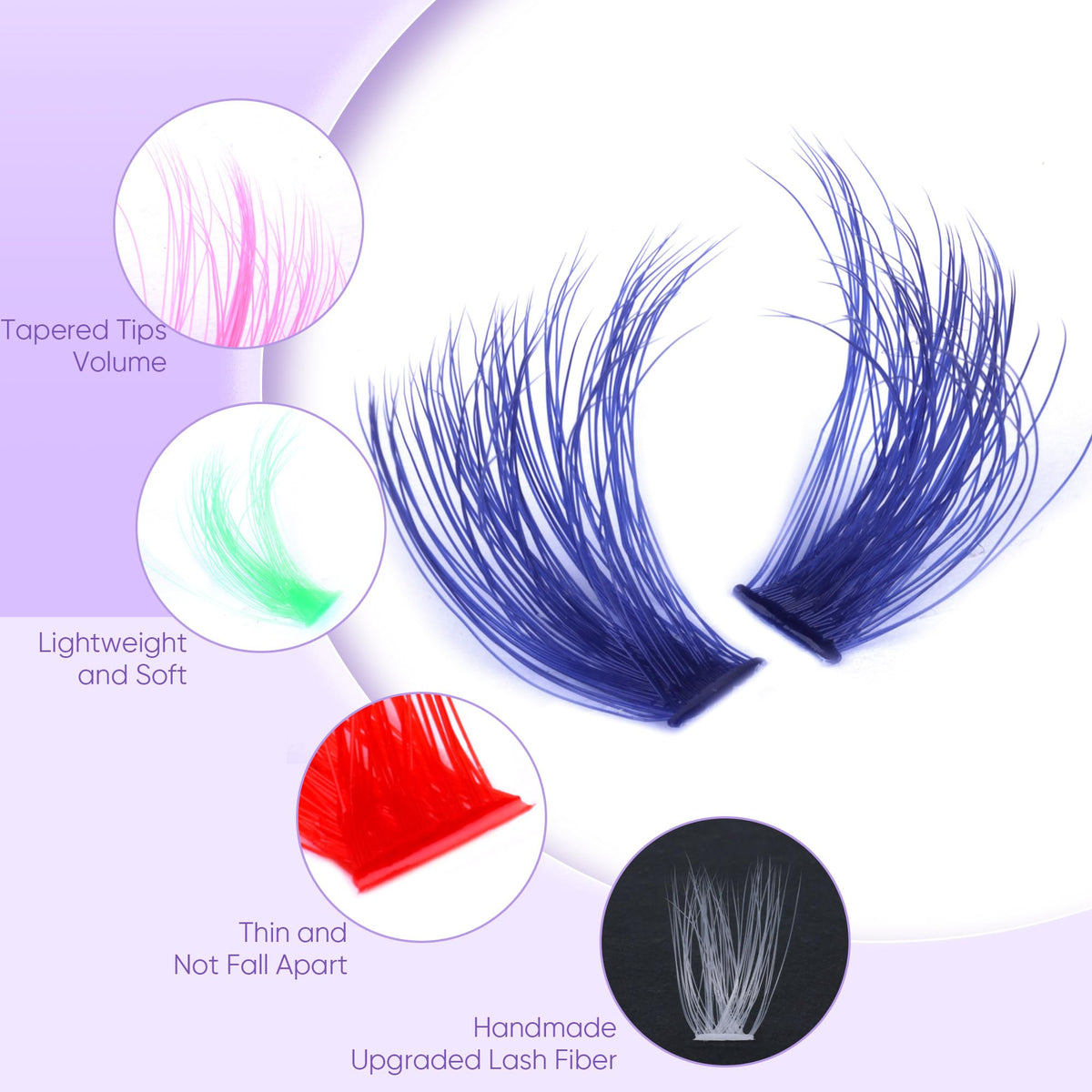 Winifred Colored Lash Clusters displayed on a makeup table