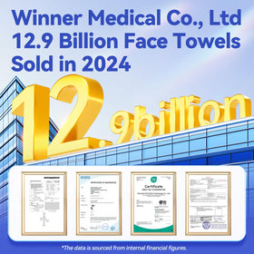 Winner Disposable Face Towels stacked for display