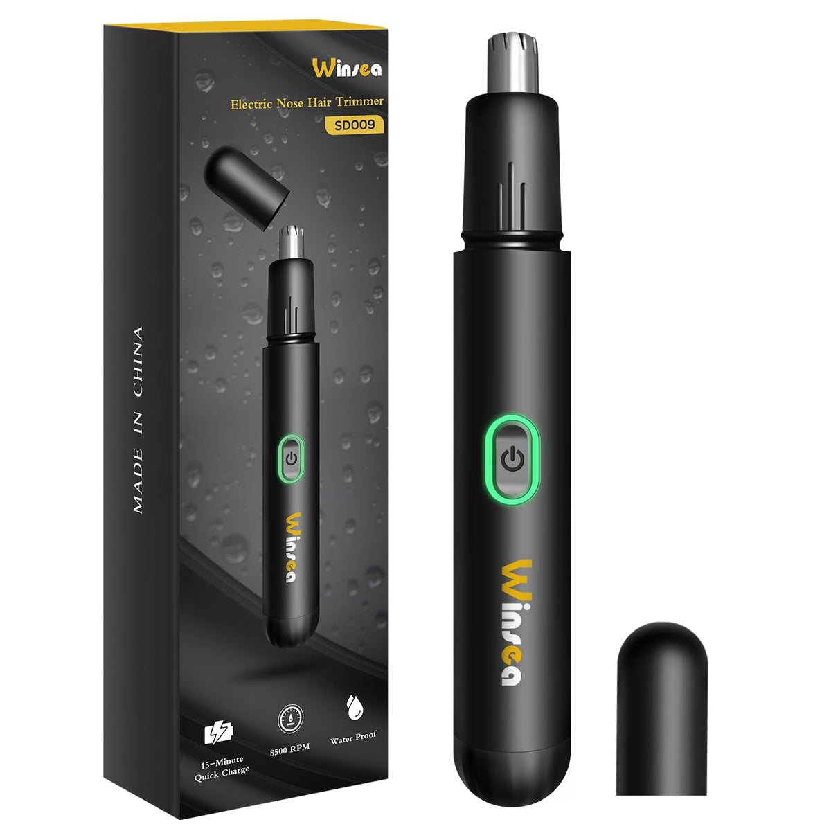 Winsea Precision Nose Hair Trimmer front view with stainless steel blades