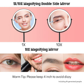 WIZCHARK 8” Lighted Makeup Mirror in use with makeup application