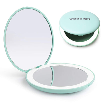 WOBSION LED Compact Mirror front view with 10X magnification