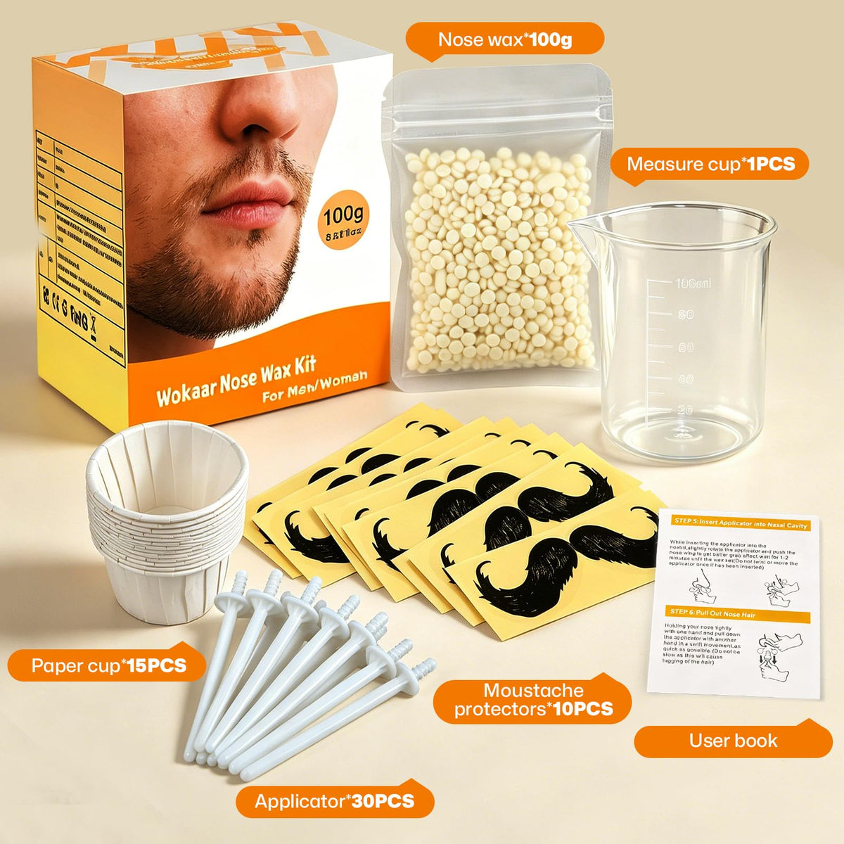Wokaar Nose Wax Kit in use for ear hair removal