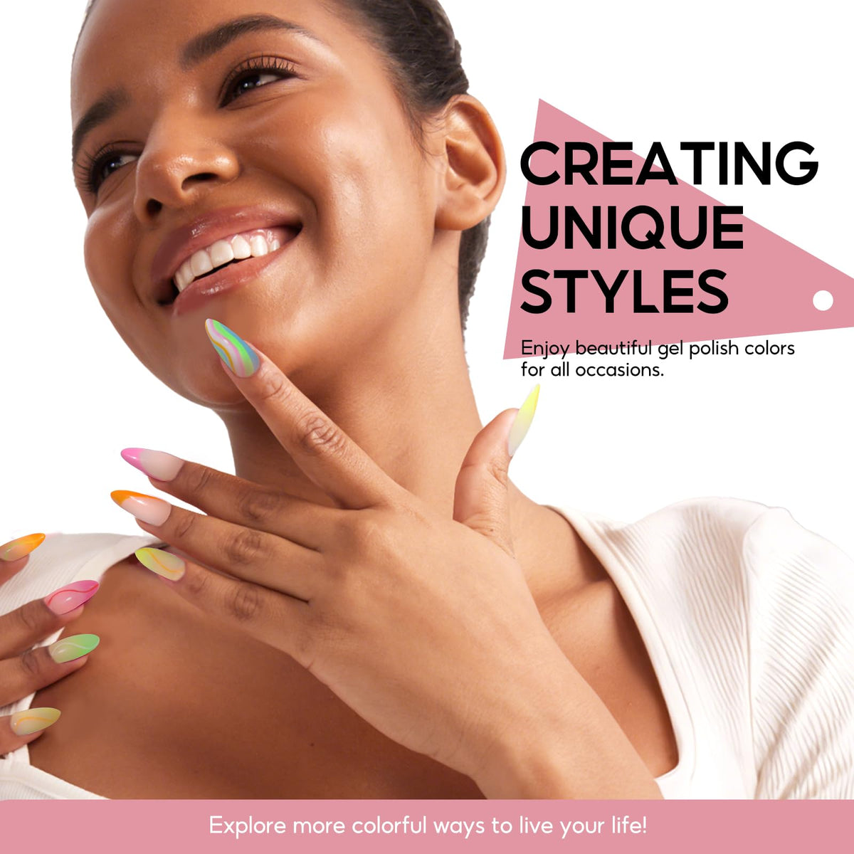 Woman applying COSCELIA gel nail polish at home