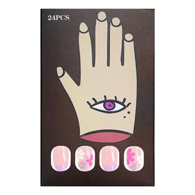 Woman applying DZPGUONIZ 24Pcs Pink Press on Nails