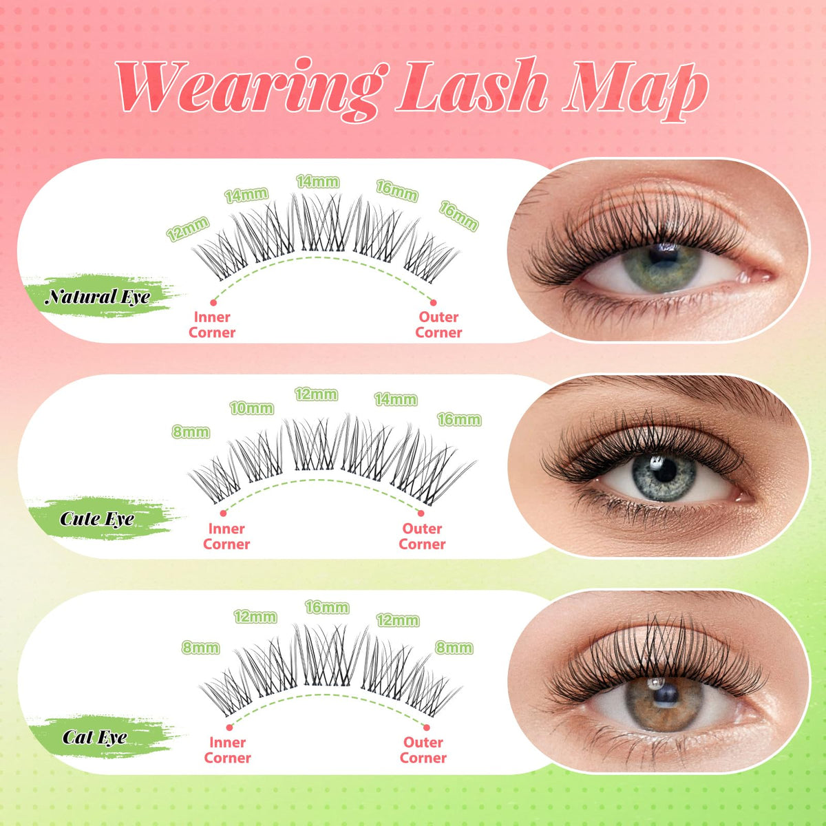 Woman applying KEYYOU lash clusters at home