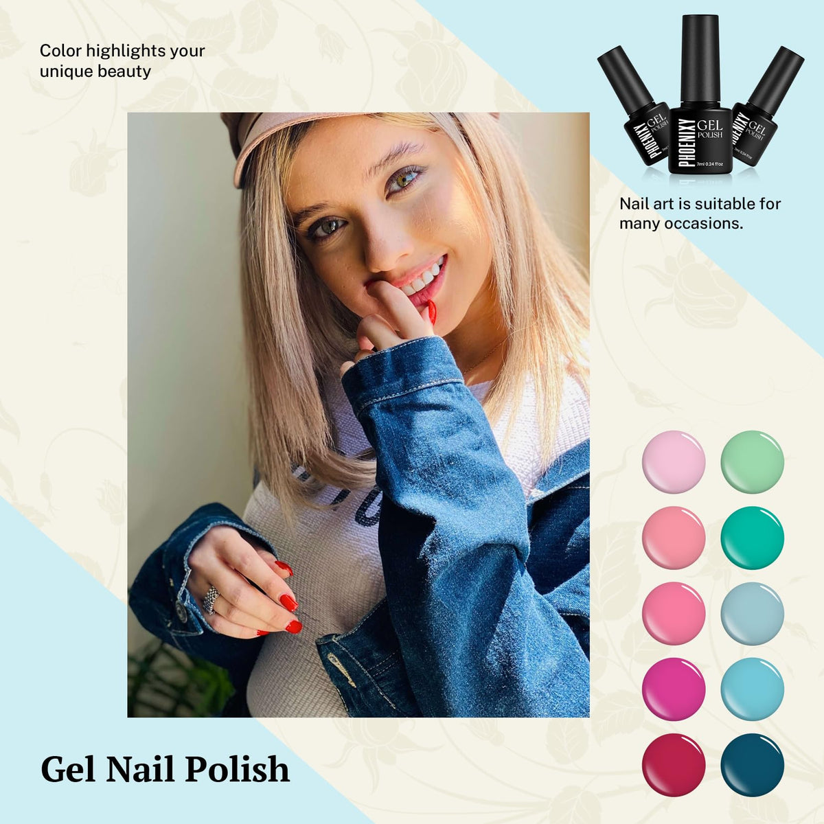 woman applying phoenixy gel nail polish at home