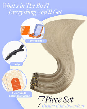 Woman styling her hair with Full Shine Clip in Hair Extensions