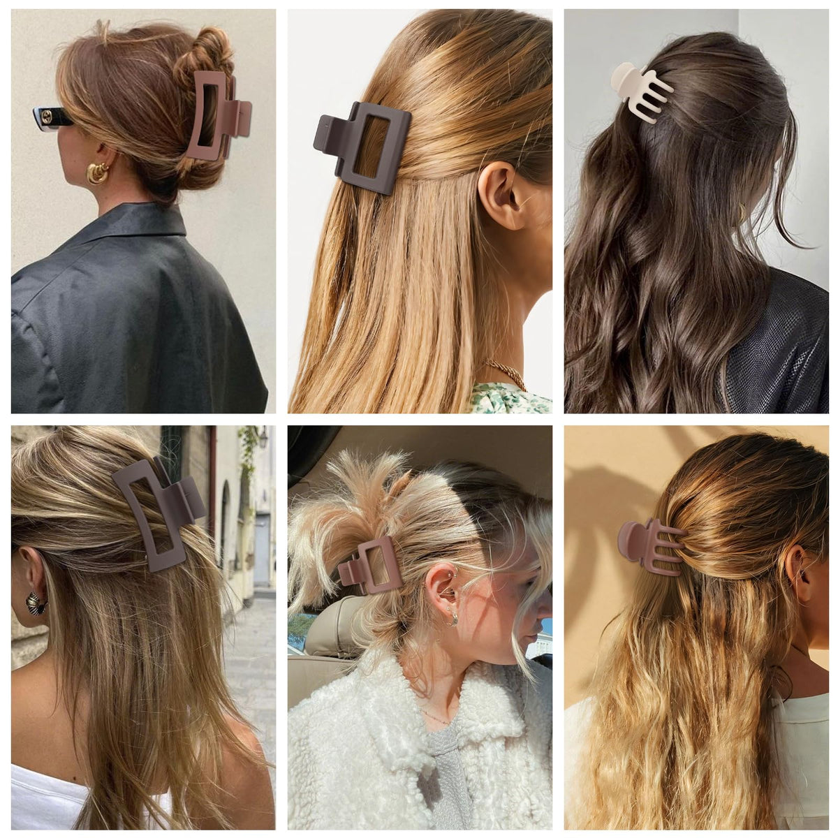 Woman using SMKSL hair claw clip in her hair
