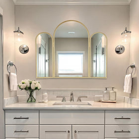 Wonderjune Trifold Vanity Mirror gold open view