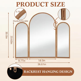 Wonderjune Trifold Vanity Mirror side view showing arched design