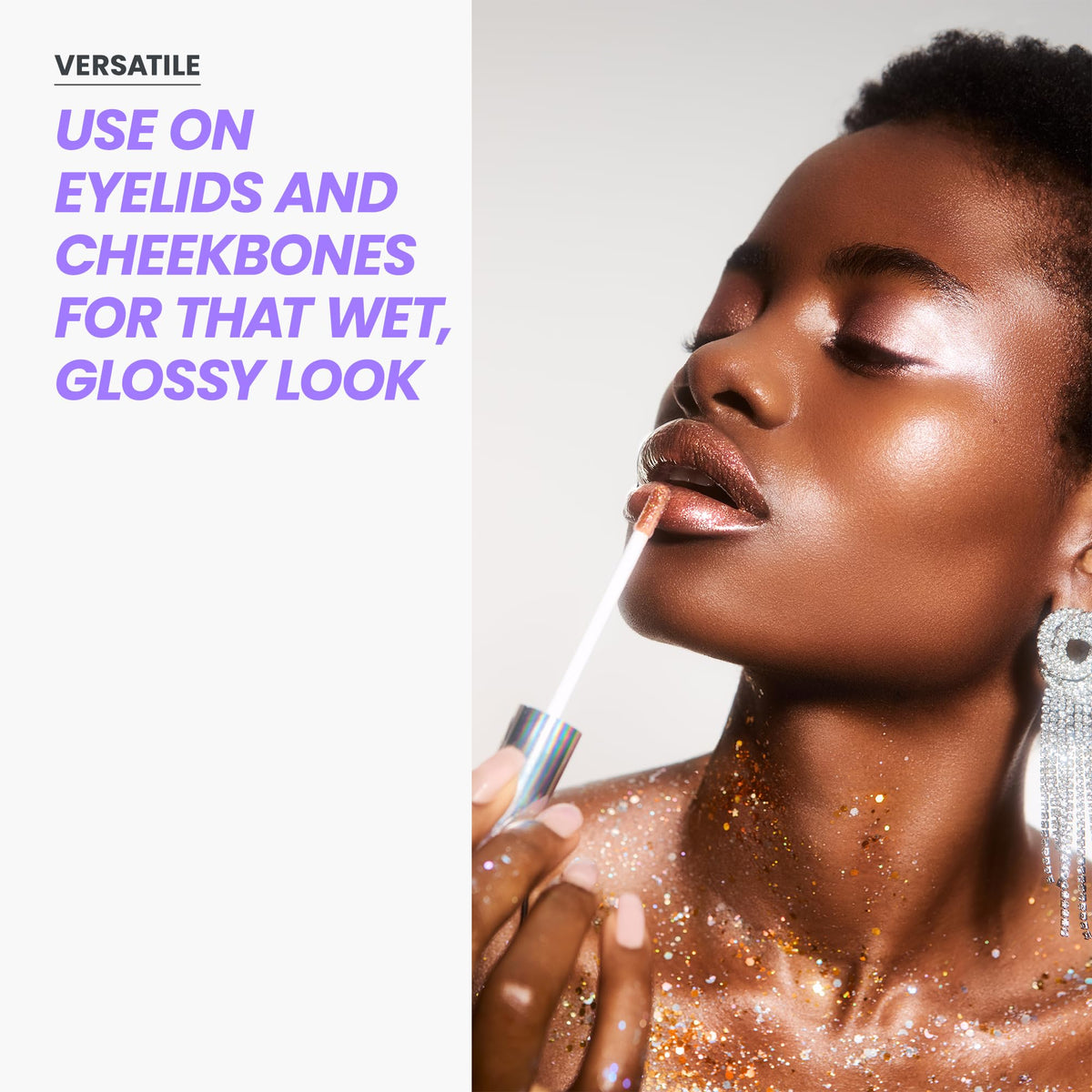 Wonderskin Lip Gloss Gold Glitter lifestyle shot