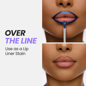 Wonderskin Lip Stain in bold red shade on lips