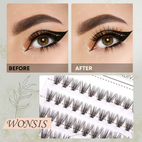 WONSIS Lash Clusters showing various lash lengths in use
