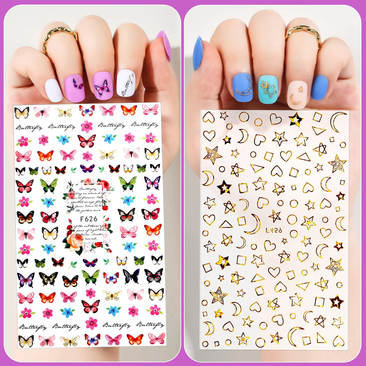 Wooden cuticle sticks and nail art stickers from Teenitor kit