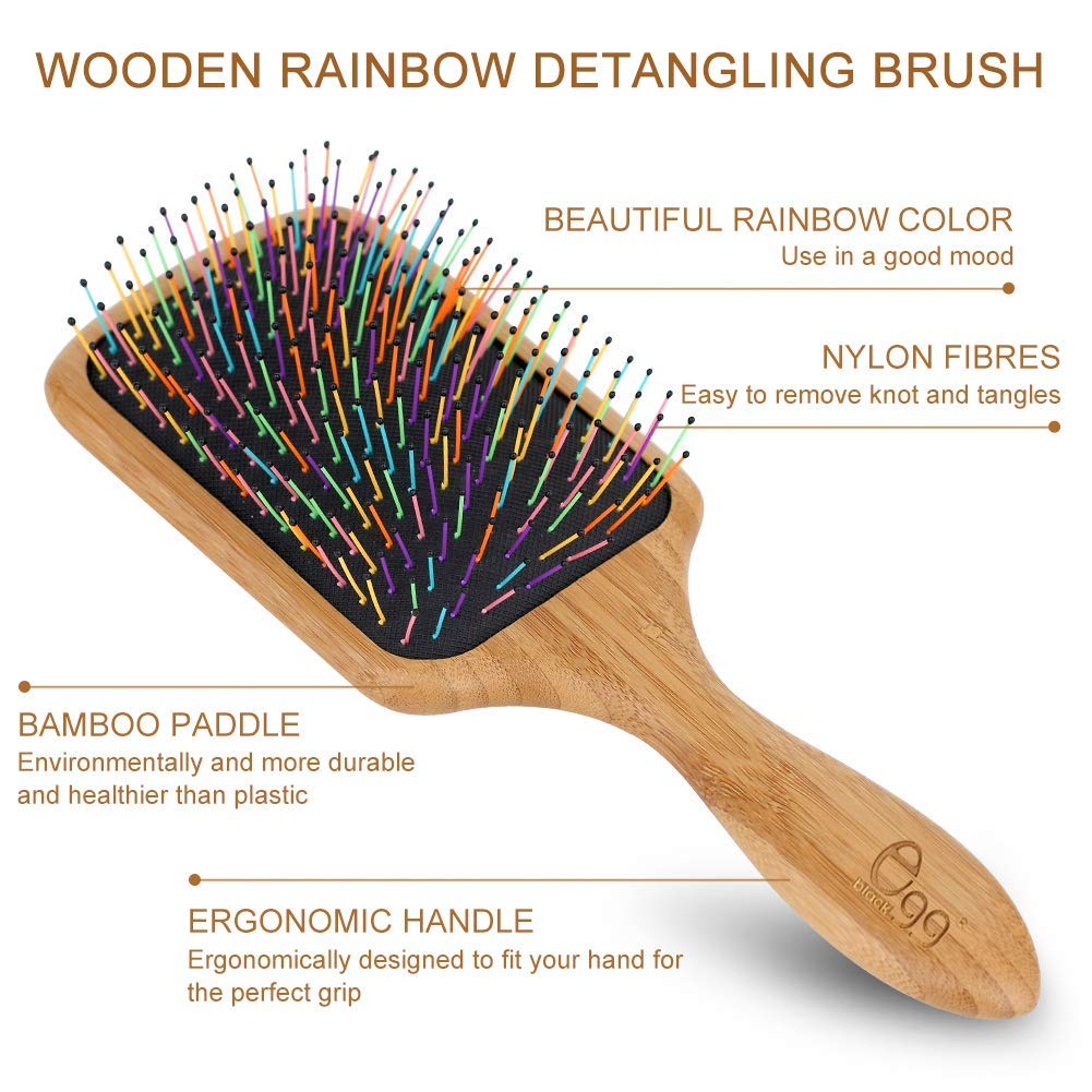 Wooden detangling comb included with BLACK EGG brush