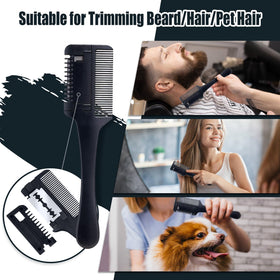 Wooden double-sided beard comb and boar bristle brush