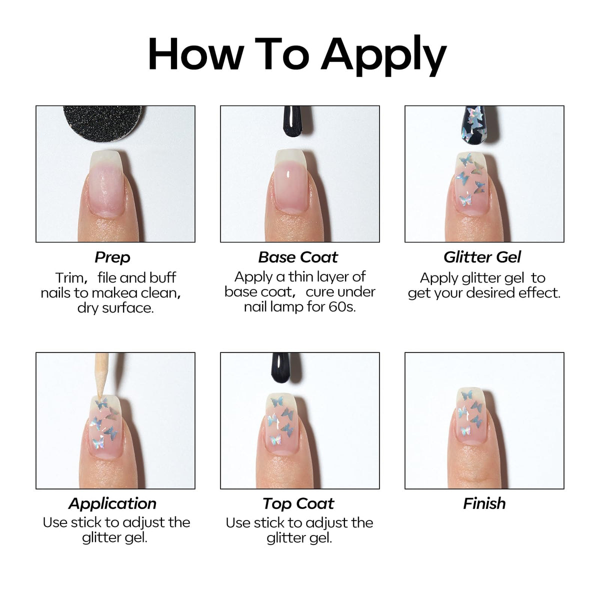Wooden stick included in modelones glitter gel polish set