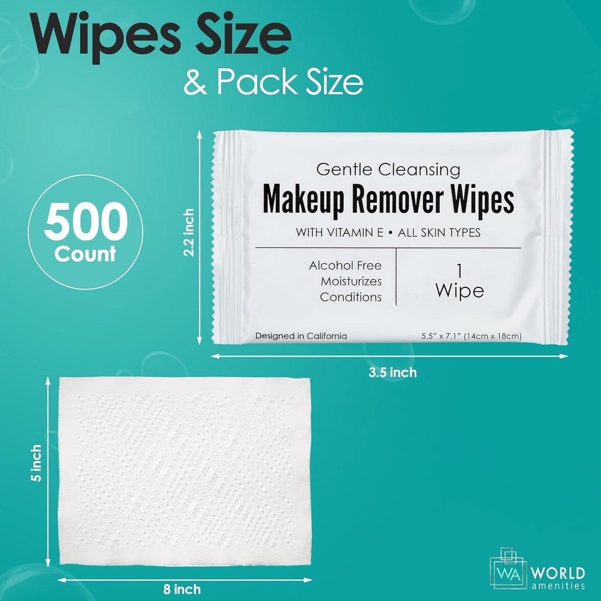 World Amenities Makeup Remover Wipes with a model using them