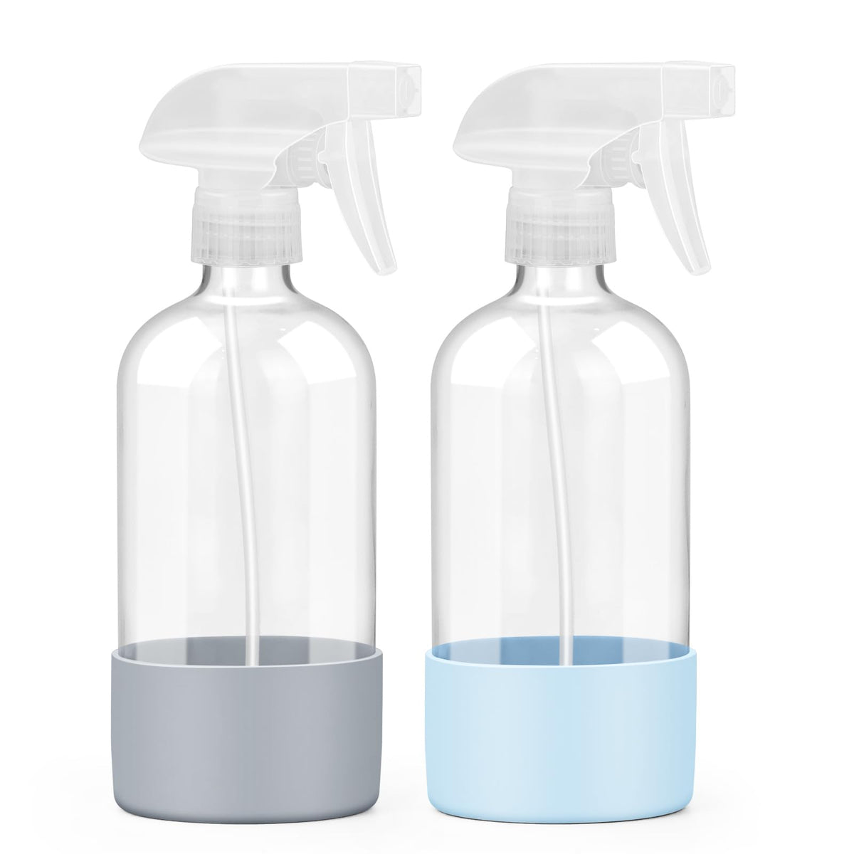 Worldgsb 2 Pack Glass Spray Bottles front view with silicone sleeves