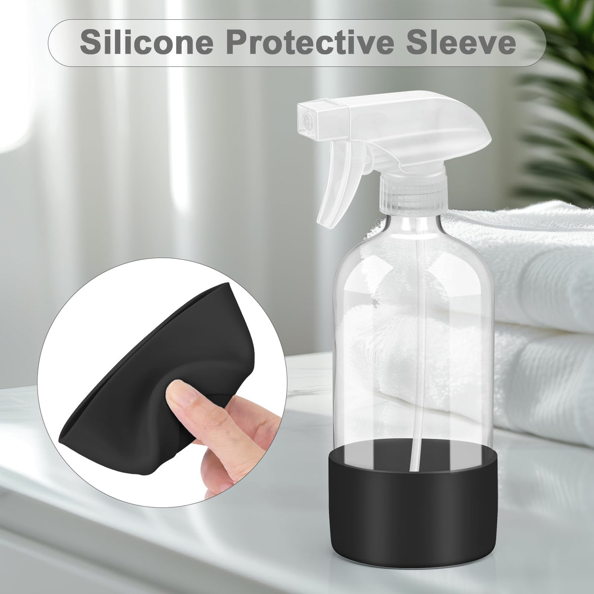 Worldgsb glass spray bottle with silicone sleeve side view