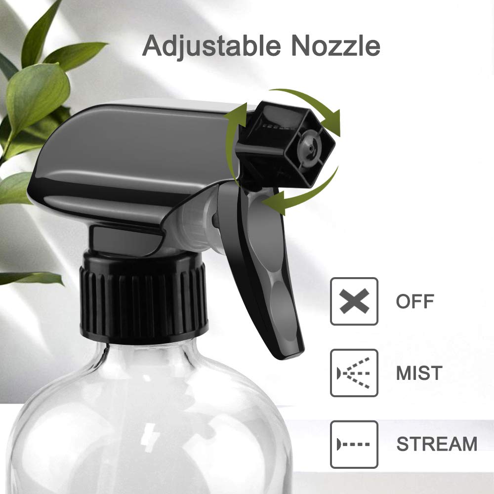 Worldgsb spray bottle set with black trigger nozzle and cap