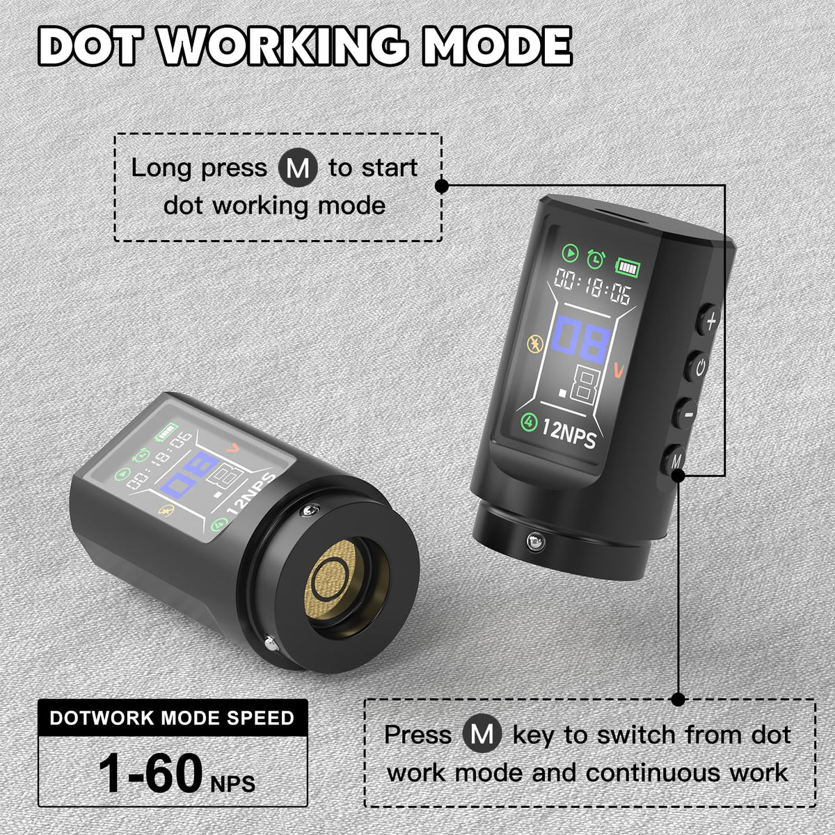 Wormhole Saros tattoo pen kit showing smart display and settings
