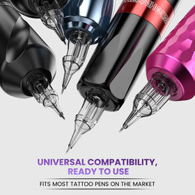 Wormhole Tattoo Cartridge Needles on a tattoo workstation