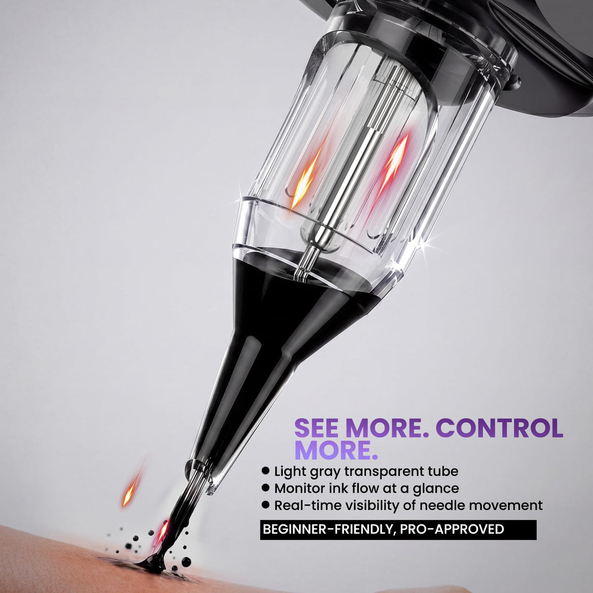 Wormhole Tattoo Cartridge Needles with light grey tubes for visibility