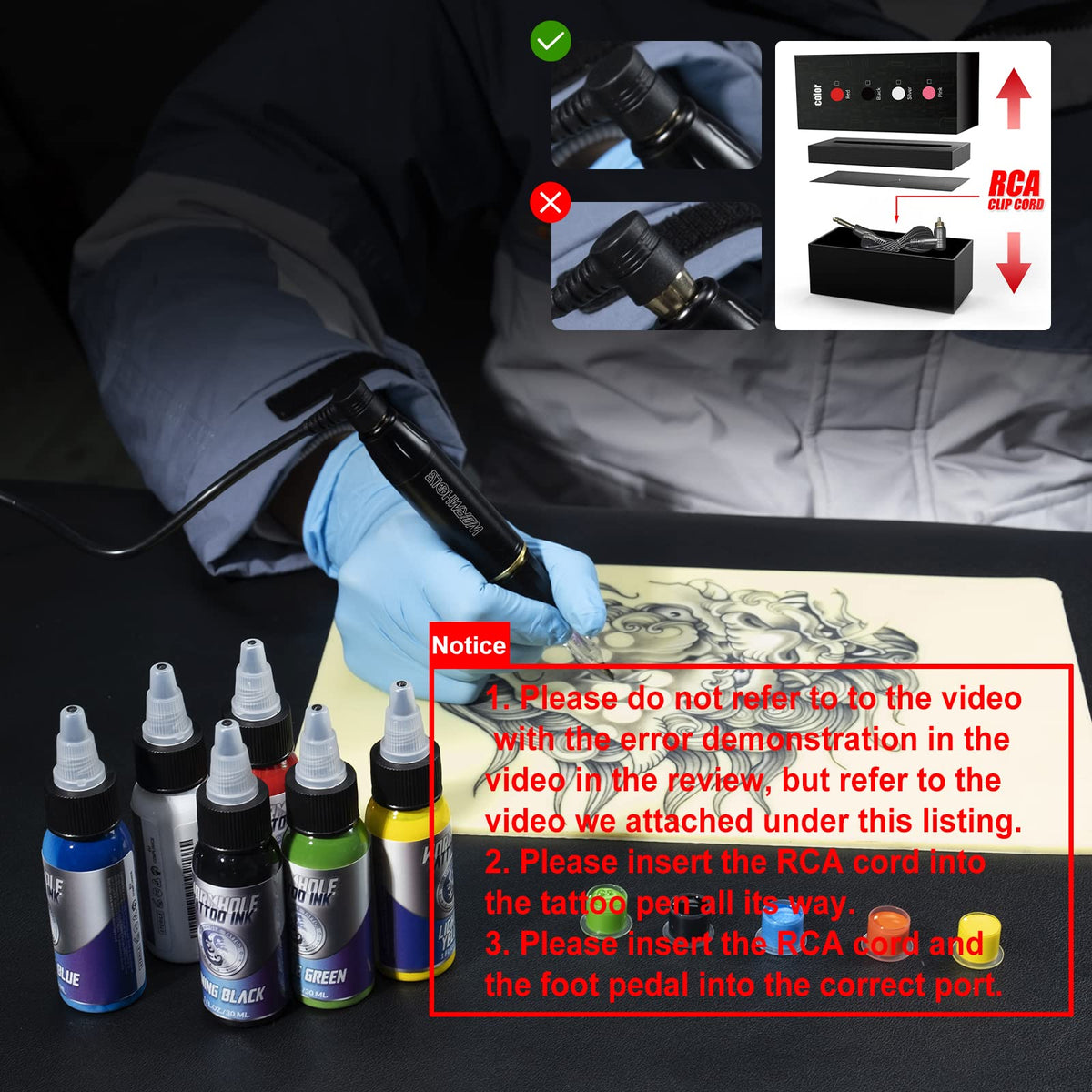 Wormhole Tattoo Gun Kit gloves and grip cover