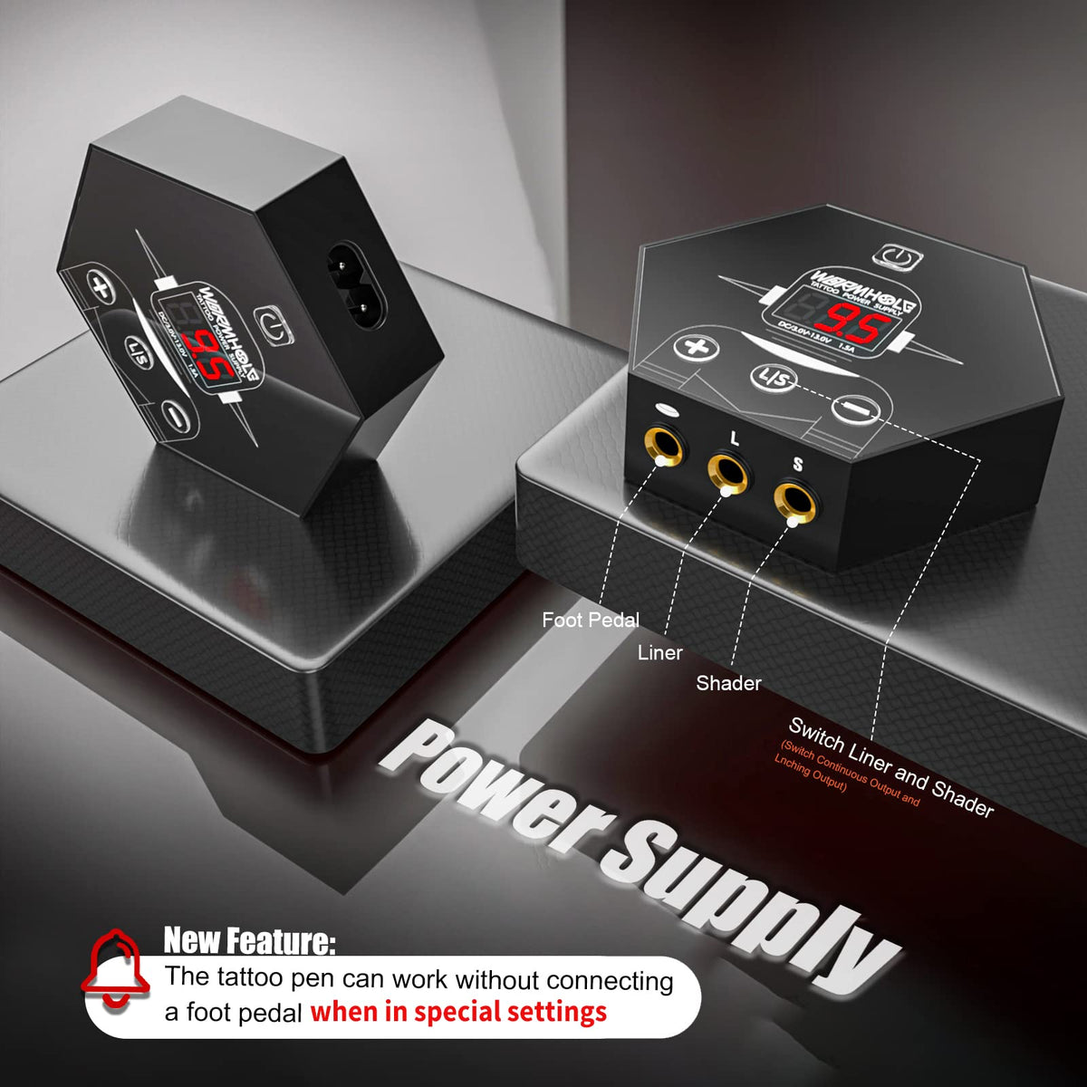 Wormhole Tattoo Gun Kit power supply with adjustable output settings