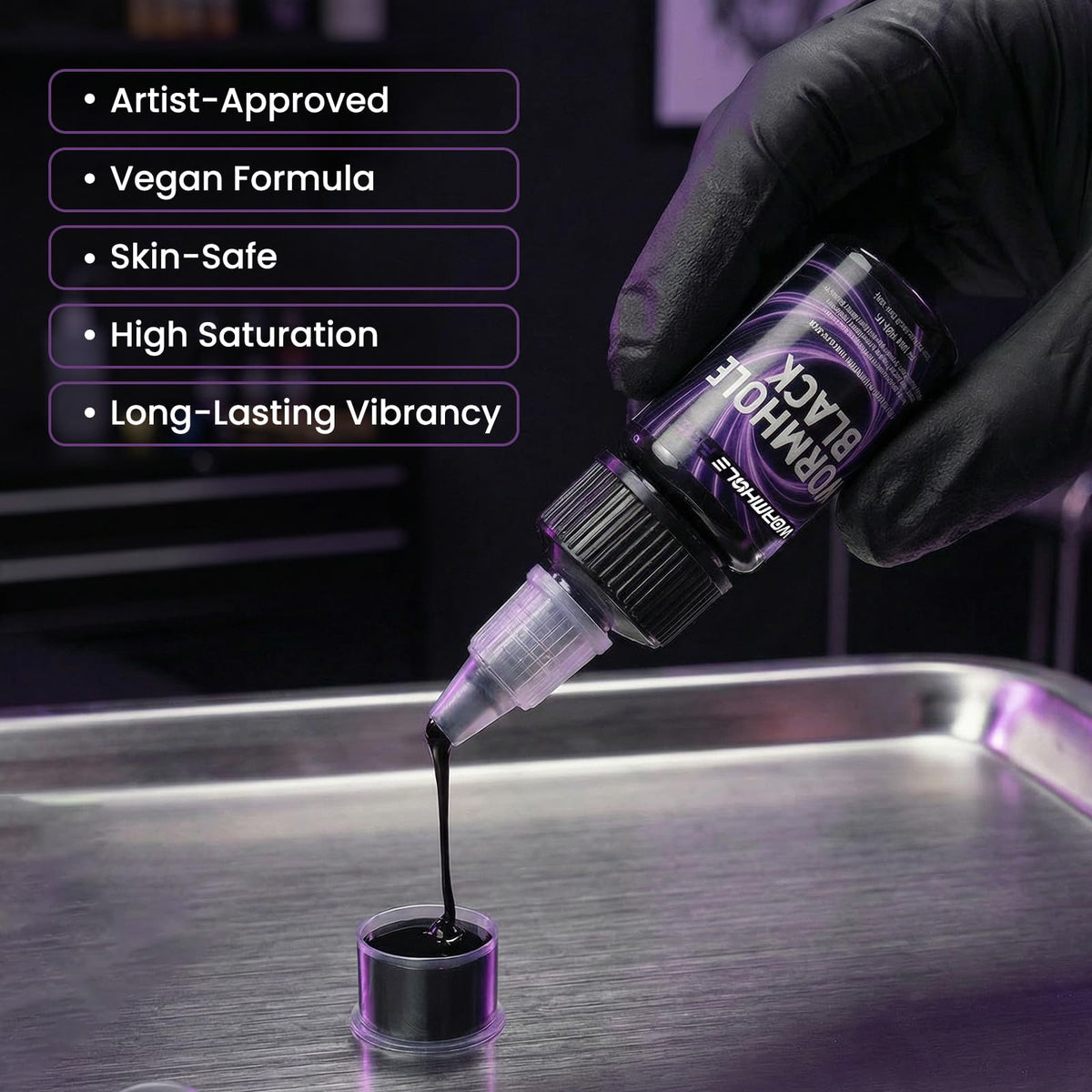 Wormhole Tattoo Gun Kit with practice skin and stencil papers