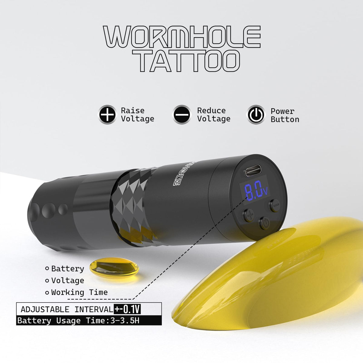 Wormhole Tattoo Kit accessories including tattoo ink bottles